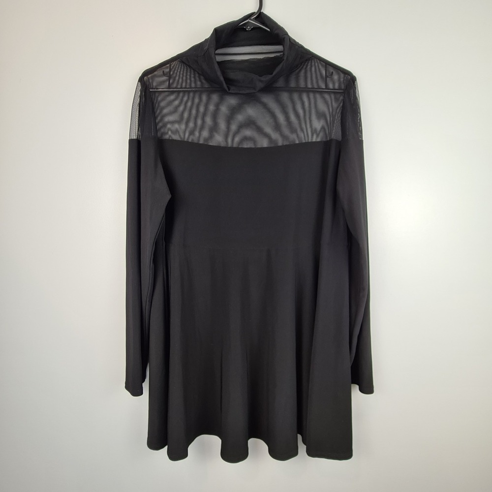 Joseph Ribkoff Mesh High Neck Tunic Top Long Sleeve Size 14 Blouse Stretch Flare